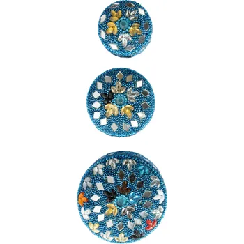 Dárková krabička Indická zrcadlová šperkovnice – sada vkládacích krabiček – azurově modrá, Sittar.cz malá