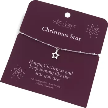 Náramek Stříbrný náramek Hot Diamonds Silver Whisper Christmas Star SWB063