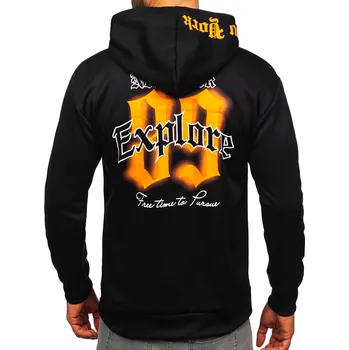 Pánská mikina Černá pánská mikina s kapucí a potiskem anorak Bolf M278 - XL