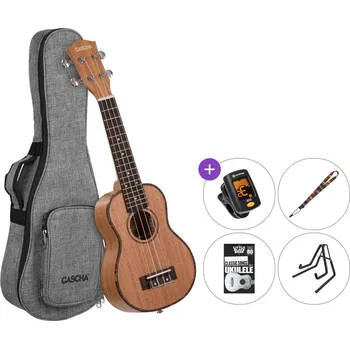 Ukulele Cascha HH 2026 Premium SET 2 Natural Sopránové ukulele