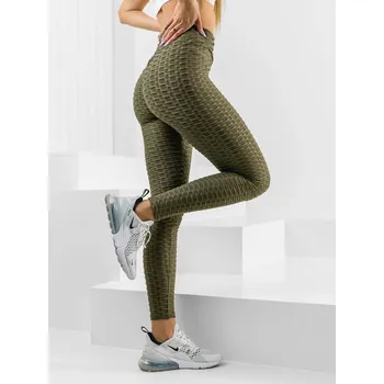 Dámské legíny Khaki dámské proužkováné leginy Bolf HL157 - S/M