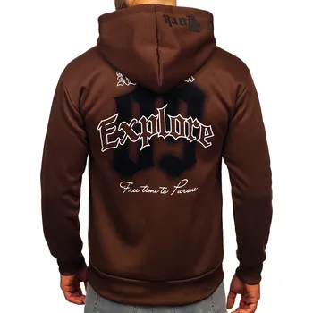 Pánské oblečení Hnědá pánská mikina s kapucí a potiskem anorak Bolf M278 - 2XL