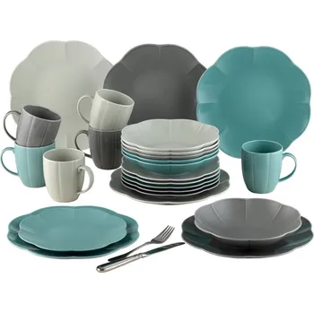 Talíř Jídelní servis (24 dílů) Nizza, šedá/béžová/petrolejová