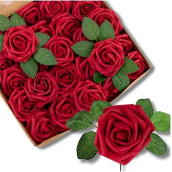 umělá květina Camerazar Dekorativní aranžmá 25 červených umělých růží