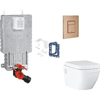 WC sada Grohe Uniset - Set předstěnové instalace, klozetu, sedátka SoftClose, tlačítka Skate Cosmopolitan a sady pro vhazování tablet, kartáčovaný Warm Sunset SANI15BB4129