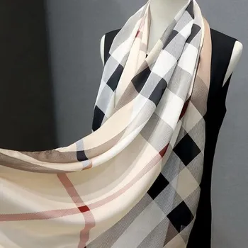 Šála Dlouhá šála z hedvábí - Britský kostkovaný vzor 2