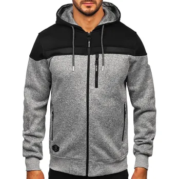 Pánské oblečení Šedá pánská mikino-bunda s kapucí Bolf TC1217 - 2XL