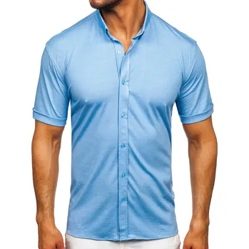 Pánská košile Blankytná pánská košile s krátkým rukávem Bolf 2005 - M