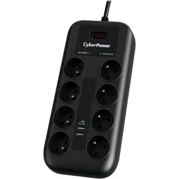 Přepěťová ochrana CyberPower přepěťová ochrana, 8 českých zásuvek, 2x USB, P0820SUF0-FR