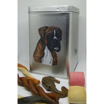 Chovatelství Boxer žíhaný - plechová dóza s pamlsky pro psy (30 kusů pamlsků)