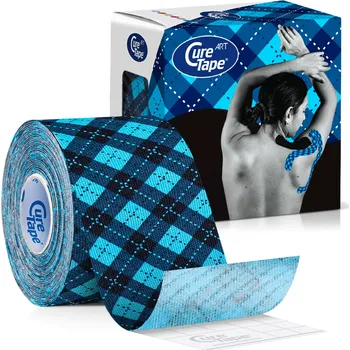 Zdravotnický materiál CureTape Kineziologický tejp Tartan Blue 5 cm x 5 m + 2 měsíce na vrácení zboží