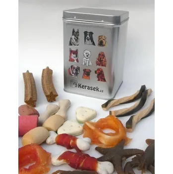 Chovatelství 9 plemen - plechová dóza s pamlsky pro psy (30 kusů pamlsků)