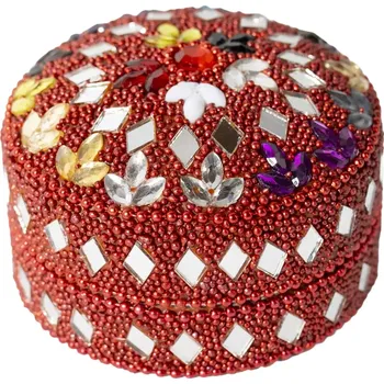 Dárková krabička Indická zrcadlová šperkovnice – sada vkládacích krabiček – červená, Sittar.cz malá