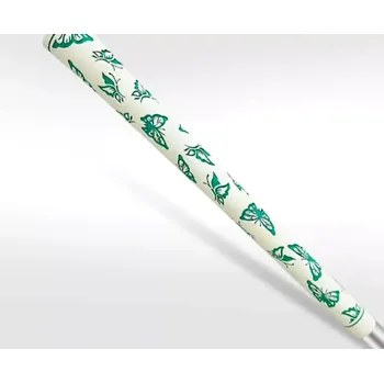 Grip na golfovou hůl Dámský grip bílý, zelení motýlci (grip standard na železa a dřeva)