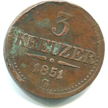 Sběratelství František Josef I. 3 Kreuzer 1851/G.