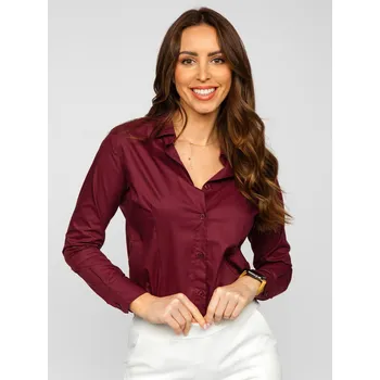Dámská košile Vínová dámská košile s dlouhým rukávem bez vzoru Bolf HH039 - S