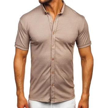 Pánská košile Hnědá dámská košile s krátkým rukávem Bolf 2005 - M