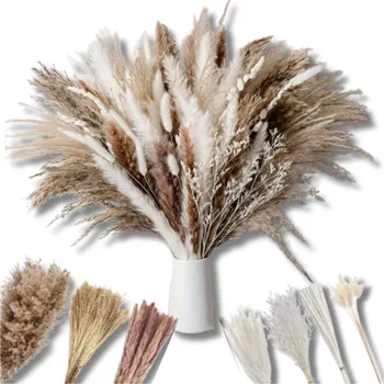 umělá květina Camerazar Dekorativní umělý pampasový trávník - hnědý dámský bouquet s 67 stébly pírka