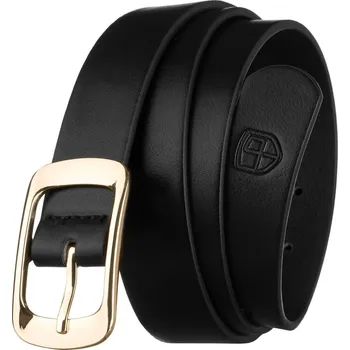 Opasek Černý dámský opasek z ekokůže se zlatou sponou - Peterson (115)
