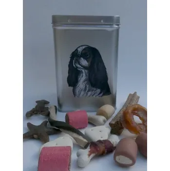 Chovatelství King Charles - plechová dóza s pamlsky pro psy (30 kusů pamlsků)