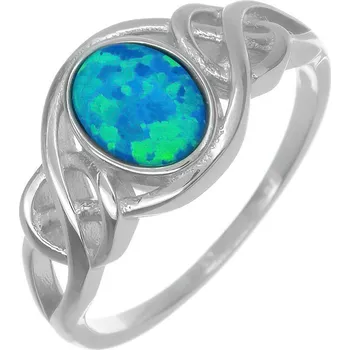 Prsten Argento 73052 Stříbrný prsten - modrý oválný syntetický opál | Velikost prstenu: 52mm