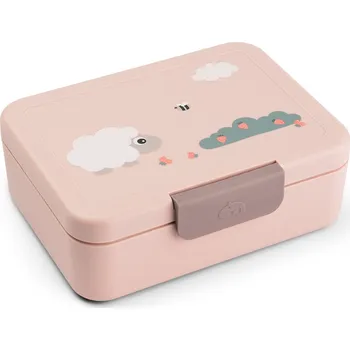 Svačinový box Done by deer, Dětský svačinový box s přihrádkami Tiny Farm, růžový - Formadore