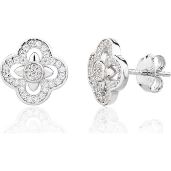 Náušnice Bealio BEALIO 13812 Stříbrné náušnice KVĚT ŠTĚSTÍ čtyřlístek 03-13812-3804