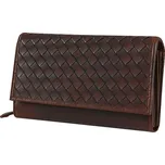 Hnědá cognac karetní kožená peněženka Mercucio vzorovaná