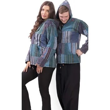 Teplá bunda PATCHWORK modrá L