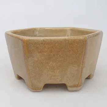 Květináč Keramická bonsai miska 10,5 x 9,5 x 5 cm béžová