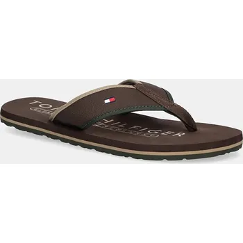 Dámské žabky Žabky Tommy Hilfiger TUMBLE BEACH SANDAL pánské, hnědá barva, FM0FM05710 88X, EUR 40