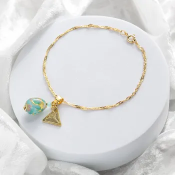 Náramek Lampglas Náramek Mist Nude s 24karátovým zlatem v perle Lampglas materiál závěsu a řetízku+délka: pozlacené stříbro Ag 925/1000 - délka 17cm