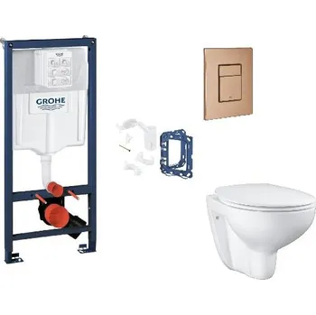 WC sada Grohe Rapid SL - Set předstěnové instalace, klozetu, sedátka SoftClose, tlačítka Skate Cosmopolitan a sady pro vhazování tablet, kartáčovaný Warm Sunset SANI11BB4155