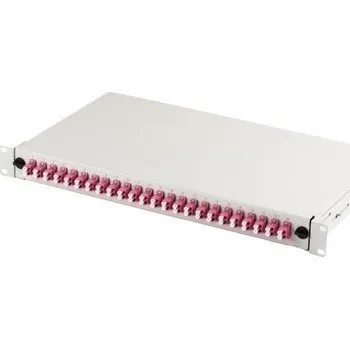Serverovna Patch panel FO s vybavením 19'' 1U, 24x LC dx, OM4, adaptéry, vysouvací, šedý