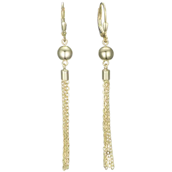 Náušnice Moonlit Stříbrné visací náušnice s kuličkou a třásní pozlacené