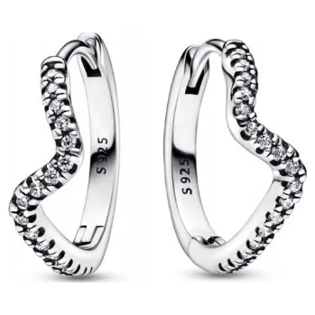 Náušnice Stříbrné náušnice vlny zirkony ze stříbra se zirkony kruhy obruče stříbro 925