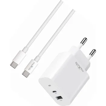 Rychlá síťová nabíječka 30W s USB-C kabelem, 2 porty pro iPhone 16