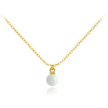 Náhrdelník MINET Elegantní zlatý náhrdelník s bílým opálem Au 585/1000 1,65g JMG0302WGN46