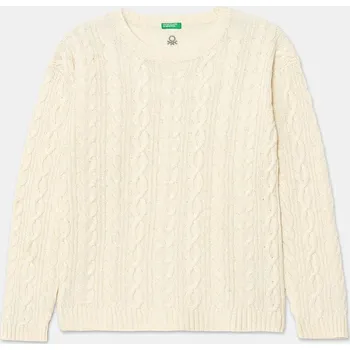 Dívčí svetr Dětský svetr s příměsí vlny United Colors of Benetton 1344C107G.G.reproposed béžová 01X, vel. 140