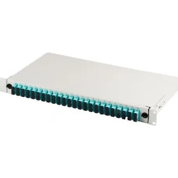 Racková skříň Patch panel FO s vybavením 19'' 1U, 24x SC dx, OM3, adaptéry, vysouvací, šedý