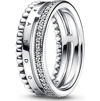 Oblečení a móda Pandora Elegantní stříbrný prsten se zirkony Signature 192312C01 58 mm + 2 měsíce na vrácení zboží