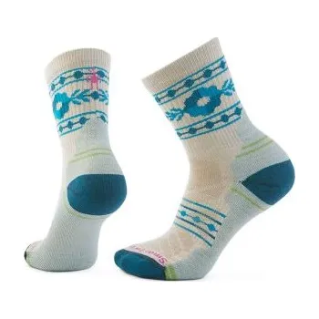 Dámské termo ponožky Smartwool Womens Hike Light Cushion Retro Floral Mid Crew Socks, Moonbeam
