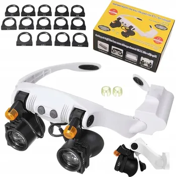 Lupa ZVĚTŠOVACÍ HODINÁŘSKÉ BRÝLE LUPA 3-15X S LED PODSVÍCENÍM SADA