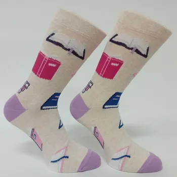 Dámské ponožky české ponožky TREPON KNIHA béžový melír s knihami velikosti ponožek: 24-27 ( EUR vel. 37-41)