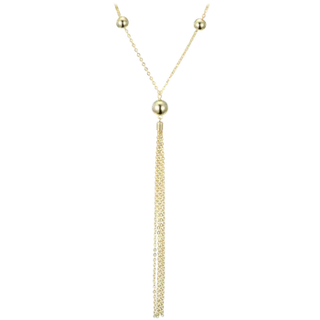 Náhrdelník Moonlit Stříbrný náhrdelník s kuličkami a třásní pozlacený