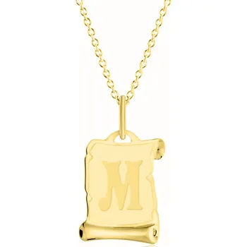 Náhrdelník GEMMAX "" Zlatý řetízek s písmenem M - pergamen – zlatý šperk ryzosti 585/1000 v Dárkovém balení s Certifikátem GUSYN-85221-12491