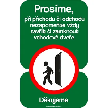 Informační tabulka Tabulka / cedulka - Nezapomeňte zamknout či zavřít vchodové dveře - zelená