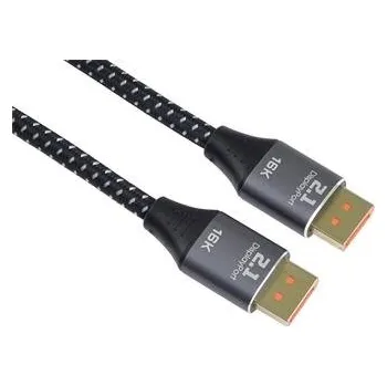 Video kabel PremiumCord DisplayPort 2.1 kabel, 16K@60Hz,8K@120Hz,4K@240Hz,165Hz,144Hz kovové a zlacené konektory, 2m KPORT11-02