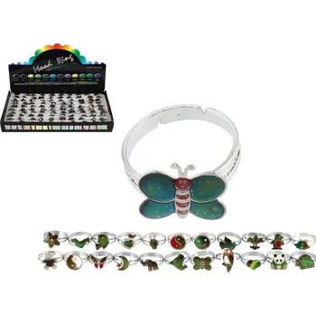 Prsten Prstýnek MIX DRUHŮ měnící barvu dle teploty, nastavitelný, kovový, 1 kus