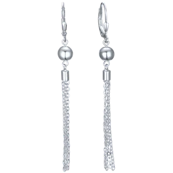 Náušnice Moonlit Stříbrné visací náušnice s kuličkou a třásní